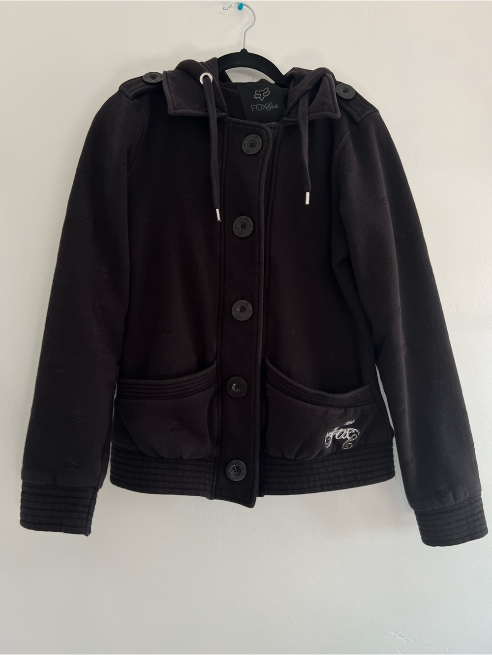 Fox Racing Girls Youth Size XL Hooded Button Up Jacket Pea Coat